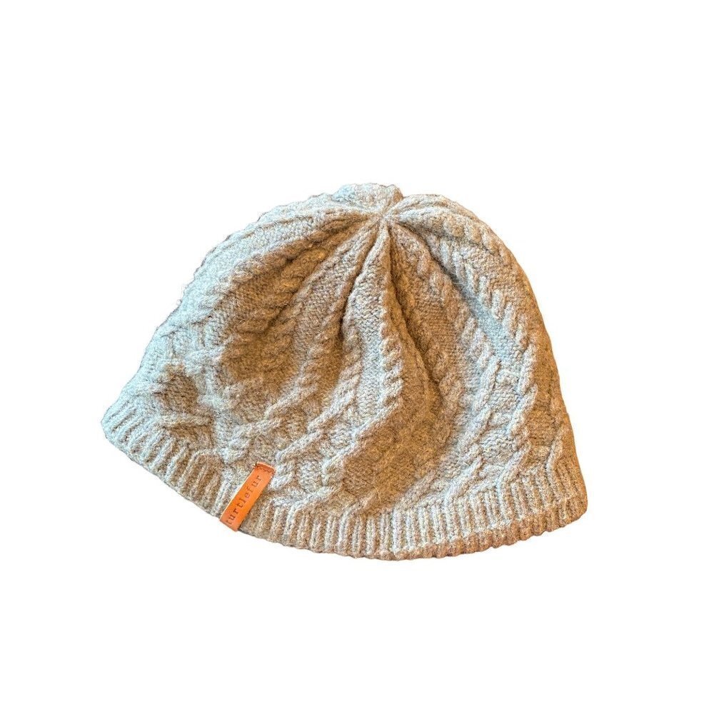 Turtlefur Green Wool Blend Cable Knit Beanie Skull Cap Hat One Size
